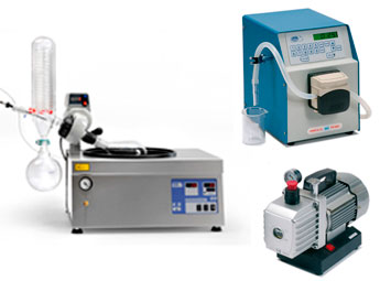 Rotary evaporators and pumps.